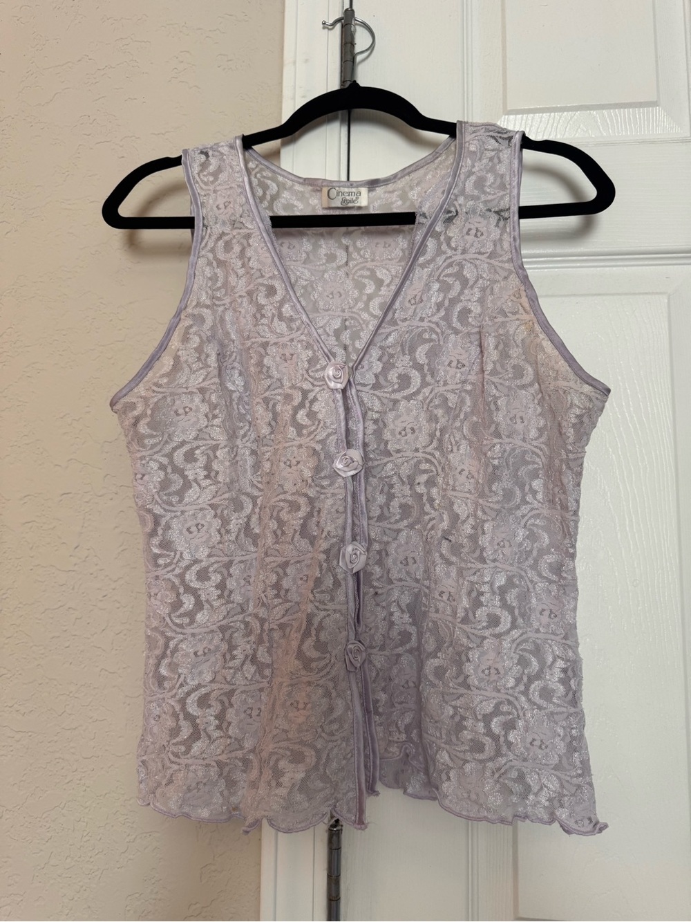 Lace Button-Front Tank Top in Light Lavender